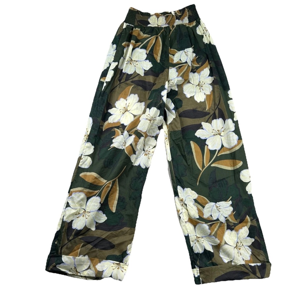Rails Pants Womens Sm Brendon Plumerias Floral High Rise WIde Leg Cuffed Sheer - Picture 2 of 11
